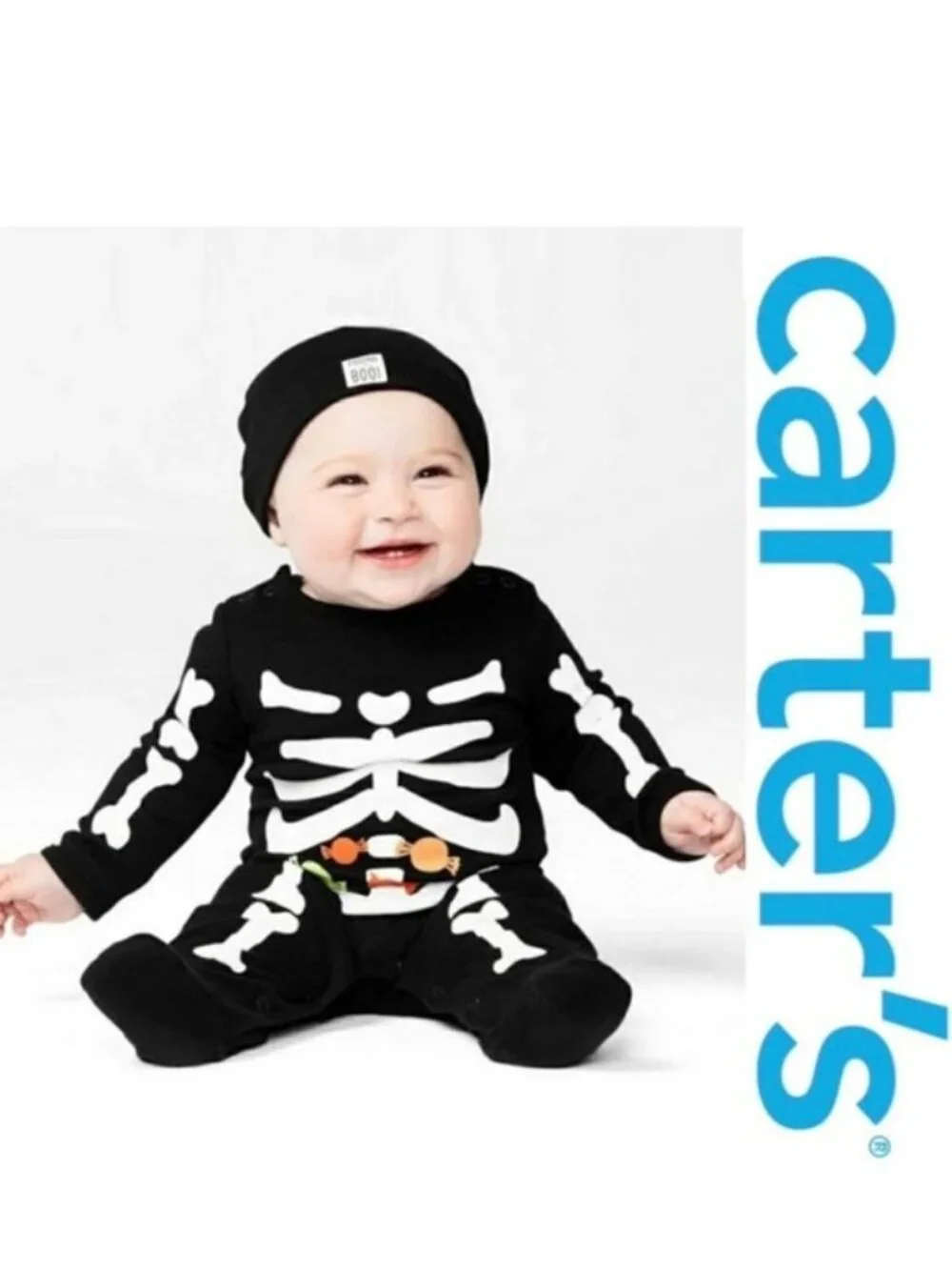 Carter's Just One You | Black Skeleton Halloween Sleep N' Play | Size 3 Months